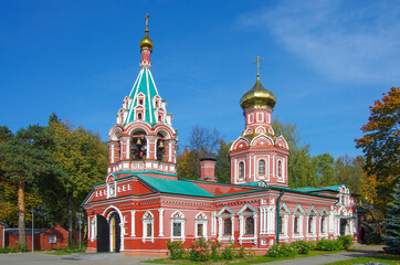 Fototapeta na wymiar Krasnogorsk, Russia - September, 2020: Church of the icon of the Mother of God the Sign. Znamenskaya Temple