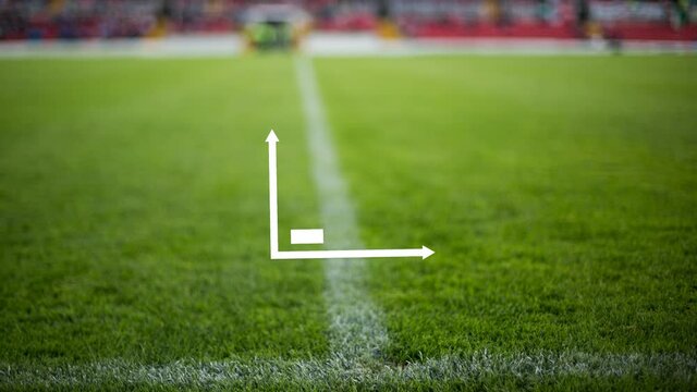 Animation of statistic graph over sports stadium
