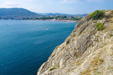 Fototapeta na wymiar The coastline of the Crimea in the area of Sudak