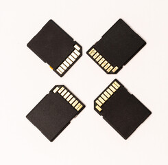 Four SD Card template clover shaped on white background isolated