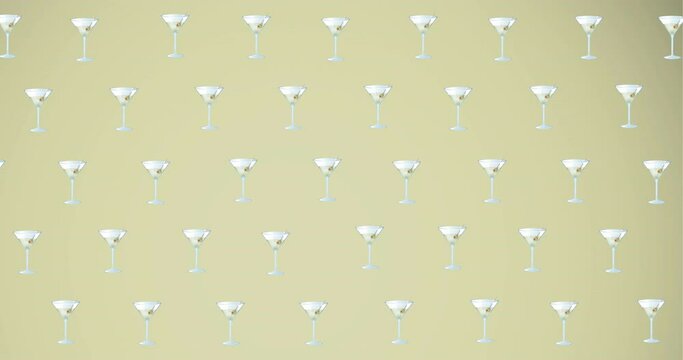 Animation of multiple drinks over gey background