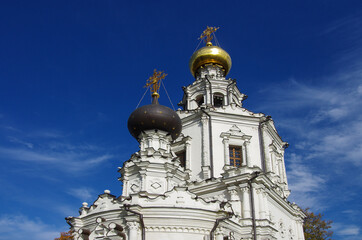 Fototapeta na wymiar Moscow, Russia - October, 2020: Church of the Holy Trinity in Troitsa-Lykovo
