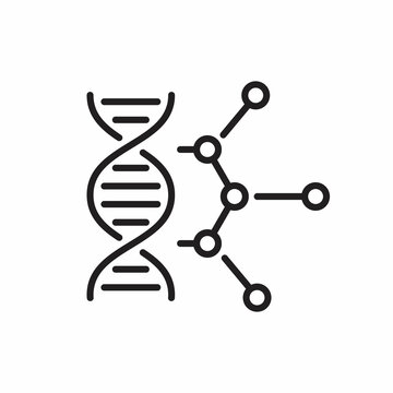 Dna with molecule line icon genetic