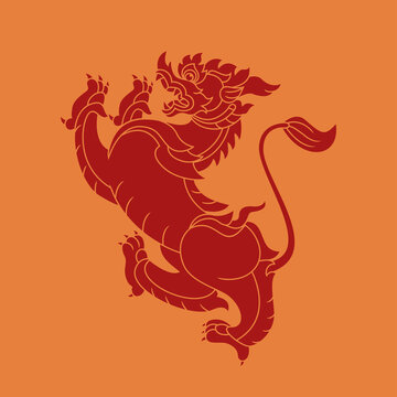 Thai art tiger, Logo design. Vector