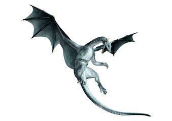 3D Rendering Fairy Tale Dragon on White