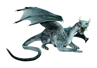 3D Rendering Fairy Tale Dragon on White