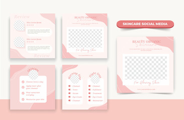 Content coach for beauty skincare sale promotion on social media post feed square in pink femine theme template