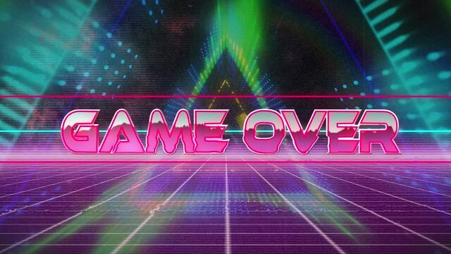 Animation of game over in digital abstract space