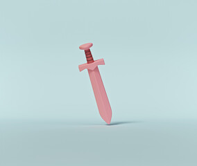 cartoon style minimal sword isolated icon, sign, symbol. 3d rendering