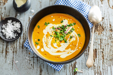 Autumn soup with pumpkin and ginger