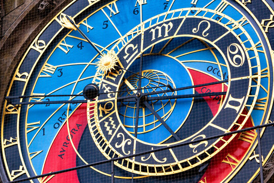 Czech Republic, Prague, Close-up of Prague Astronomical Clock