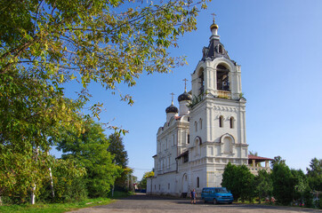 Fototapeta na wymiar Faustovo village, Moscow region, Russia - September, 2020: Krasnokholmskiy Novo-Solovki Matchugovsky deserts, Holy Trinity Church