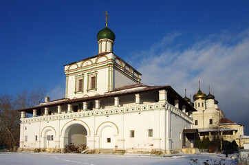 Fototapeta premium Faustovo village, Moscow region, Russia - December, 2020: Zosima and Savvatiya Solovetskikh Church