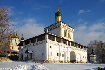 Naklejka premium Faustovo village, Moscow region, Russia - December, 2020: Zosima and Savvatiya Solovetskikh Church