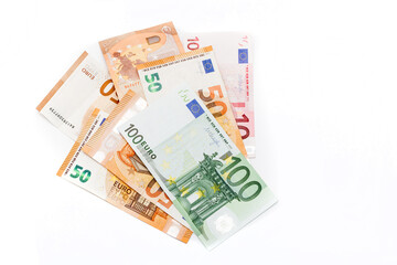Obraz na płótnie Canvas Euro money as a background, different notes of euro banknotes