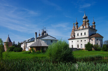 Fototapeta na wymiar Yuryev-Polsky, Vladimir Oblast, Russia - September, 2020: Mikhailo-Arkhangelskiy Monastery in autumn sunny day