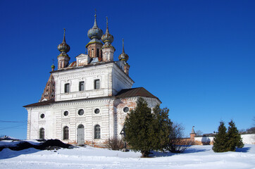 Yuryev-Polsky, Vladimir Oblast, Russia - March, 2021: Mikhailo - Arkhangelskiy Monastery, Michael Archangel Cathedral