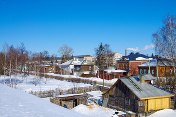 Fototapeta na wymiar Yuryev-Polsky, Vladimir Oblast, Russia - March, 2021: City street views