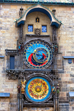 Czech Republic, Prague, Prague Astronomical Clock on wall of old Town Hall