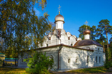 Krasnogorsk, Moscow region, Russia - October, 2020: Temple of the Archangel Michael in Arkhangelskoye Museum Estate