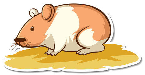 Sticker design with cute hamster isolated
