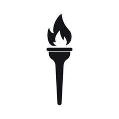Torch flame icon flat style isolated on white background