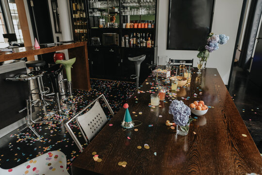 Messy Dining Table At Home After Party