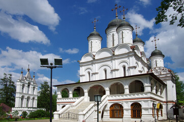 GOLITSYNO, RUSSIA - May, 2021: The estate of the Golitsyns "Big Vyazemy". Spaso-Preobrazhensky Cathedral