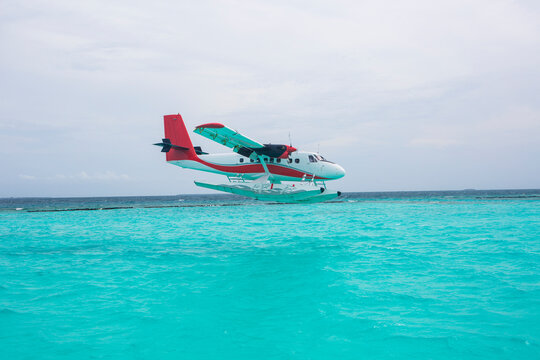 Maldives, seaplane on the ocean