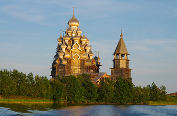 Kizhi, Karelia, Russia - July, 2021: The architectural ensemble of the Kizhi Pogost