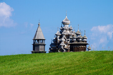 Kizhi, Karelia, Russia - July, 2021: The architectural ensemble of the Kizhi Pogost