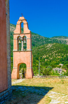 Old church tower at Perithia, Corfu, Greece
