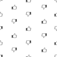 Like and Dislike seamless background. Thumbs up and down sign in flat style. Concept for user feedback for social network. Vector illustration. EPS 10.