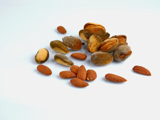 Close-up of Ripening Almonds isolated on white background