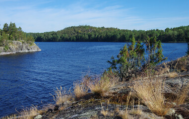 Ladoga skerries on Lake Ladoga in Karelia, Russia