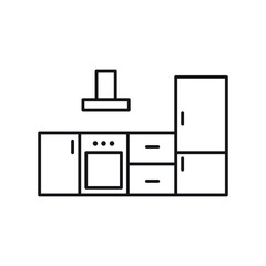 Kitchen set icon line symbol. Premium quality isolated furniture element in trendy style