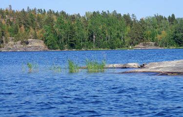 Ladoga skerries on Lake Ladoga in Karelia, Russia