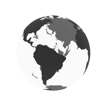 Globe transparent icon withblack map of the continents of the world isolated.