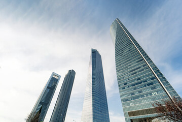 Spain, Madrid, Tall modern skyscrapers
