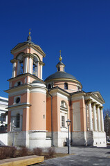 Fototapeta na wymiar Moscow, Russia - March, 2021: The Church of St. Barbara in Varvarka street