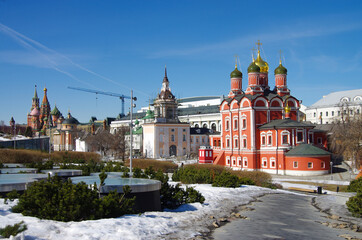 Obraz premium Moscow, Russia - March, 2021: View on Cathedral of the icon of the Mother of God 