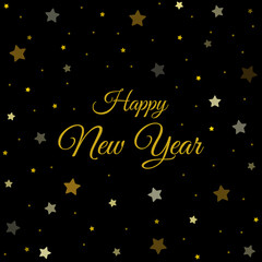 Fototapeta na wymiar Happy new year lettering on starry black background vector stock illustration