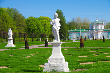MOSCOW, RUSSIA - May, 2021: Kuskovo estate of the Sheremetev family in spring day
