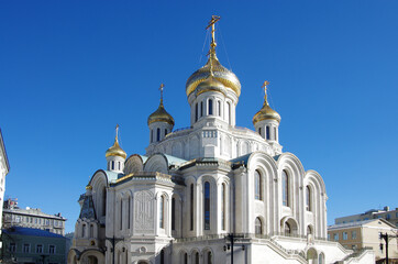 Fototapeta na wymiar Moscow, Russia - March, 2021: Sretensky Monastery is an Orthodox monastery in Moscow, founded by Grand Prince Vasili I in 1397