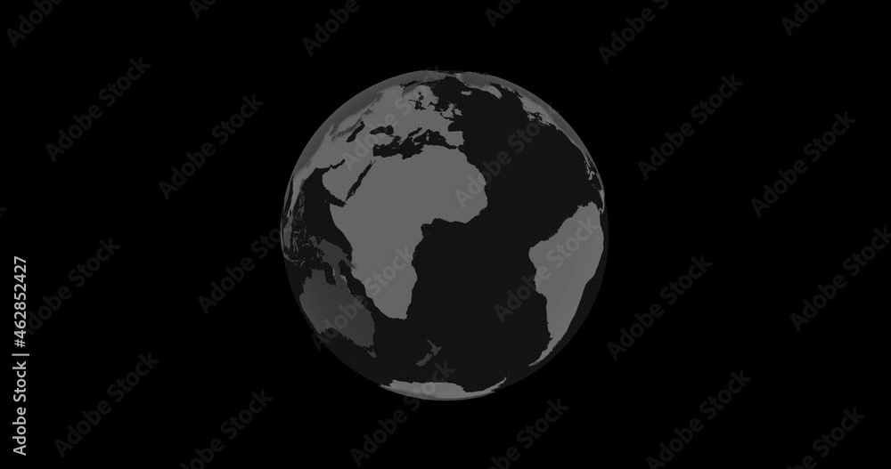 Wall mural globe icon with smooth shadows and white map of the continents of the world. loop 3d animation