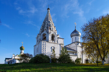 Pereyaslavl-Zalessky, Yaroslavl Oblast, Russia - October, 2021: Holy Trinity Danilov Monastery monastery in sunny autumn day