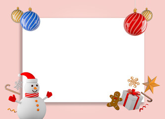 White card with merry christmas and happy new year concept
