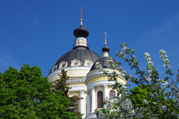 Fototapeta na wymiar Rybinsk, Russia - May, 2021: View of the Transfiguration Cathedral