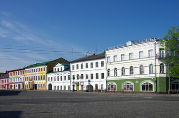Fototapeta na wymiar Rybinsk, Russia - May, 2021: View of the street of the city