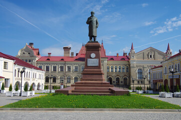 Fototapeta na wymiar Rybinsk, Russia - May, 2021: Red Square is one of the most beautiful places in Rybinsk